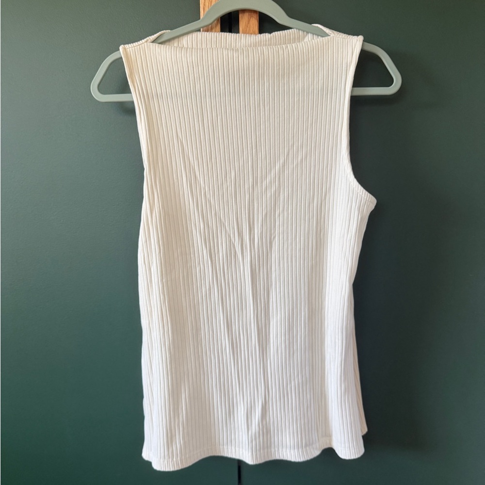 Old Navy Cream Ribbed Boat Neck Tank
